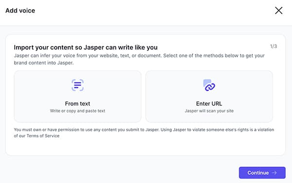 Jasper - ביחרו "Enter a URL", או ביחרו "From text"