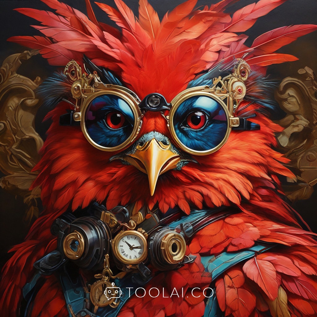 Leonardo Ai - ציפור אדומה בסגנון Clockpunk